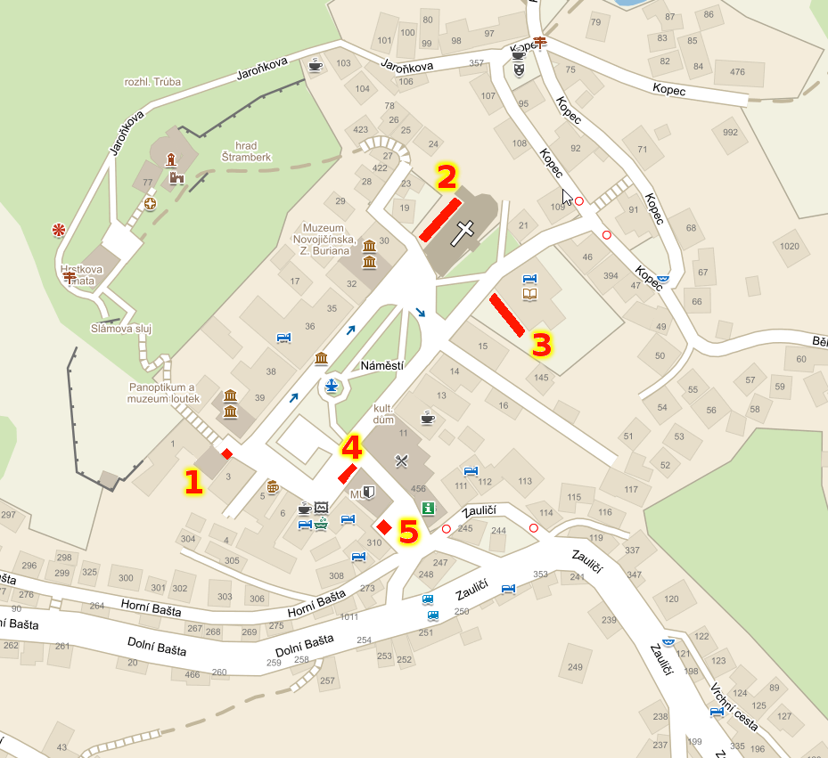 mapa parkování během bohoslužeb ve Štramberku